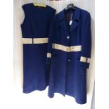 Anthony Charles Koupy blue dress 1960's, with white dropped waist detail and matching coat (2)