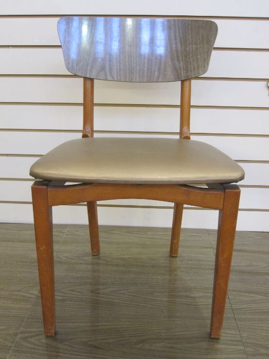 Mid 20th century melamine teak-effect drop-flap table, 78cm wide and three matching chairs with - Image 2 of 2
