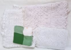 Three large crochet bedspreads, tablecloths (1 box)