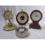 20th century barometer, a Comitti of London mantel clock and two other clocks (1 box)
