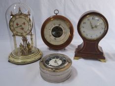 20th century barometer, a Comitti of London mantel clock and two other clocks (1 box)