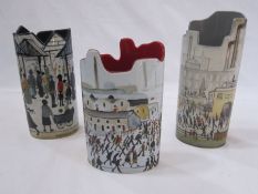 Three Beswick Silhouette D'Art Lowry vases