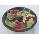 Moorcroft Amaryllis bowl, green ground, 18.5cm diameter