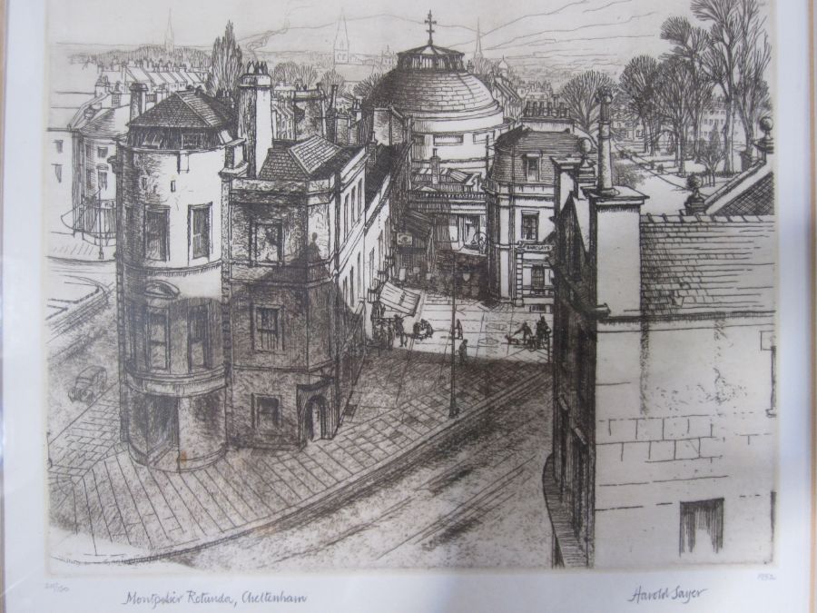 Harold Sayer (1930-1993)  Etching  "Montpellier Rotunda, Cheltenham", limited edition 20/150,