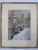 John Ambrose (1931-2010) Pastel drawing Venetian scene with view of canal and St Marks tower in