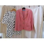 Thierry Mugler pink wool jacket with silver brooch detail on the pockets and lapels, labelled size