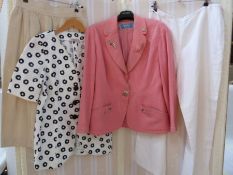 Thierry Mugler pink wool jacket with silver brooch detail on the pockets and lapels, labelled size
