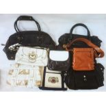 Jaeger black fabric and leather travel bag, other Jaeger bags, Russell & Bromley etc (1 box)