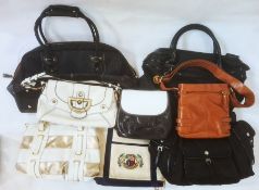 Jaeger black fabric and leather travel bag, other Jaeger bags, Russell & Bromley etc (1 box)