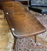 Ercol rectangular coffee table with under tier, 103cm x 43cm