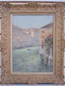 John Neale (20th century) Oil on board Venetian scene, view from the Academy Bridge, canal with
