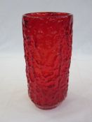 Whitefriars red bark-effect glass vase, 25cm high  Condition ReportSome slight scratches to