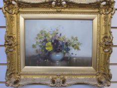 Vernon Ward (1905-1985)  Oil on board Pansies and other flowers in a bowl, signed top right, 24cm