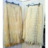 Victorian lace skirt, the lace over apricot-coloured satin with frill and another over a stiff
