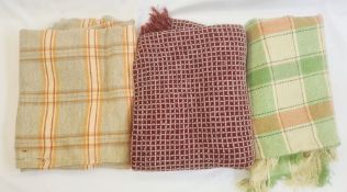 Welsh-style check blanket/rug and two other rugs (3)  Condition Reportgreen rug measure 186