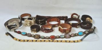 Assorted vintage and later lady's belts and a sequin scarf (1 box)