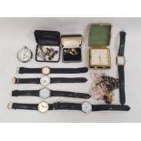 Quantity of assorted gentleman's watches, Services pocket watch, cufflinks (1 box)