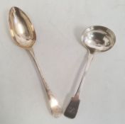 A George III silver tablespoon, crest to handle, London 1793, maker Peter and Ann Bateman, 1.5ozt