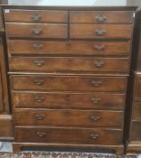 19th century chest on chest, the top section with two deep short drawers above two long drawers, the