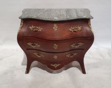 20th century Dutch-style bombe-fronted commode, the serpentine grey marble top above three