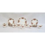 Quantity of Royal Albert 'Old Country Roses' tea wares comprising seven cups and saucers, seven side