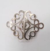 20th century silver buckle, diamond-shaped and pierced and heart detail, Birmingham reg no.326563,