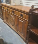 Oak sideboard, rectangular top above two drawers, three cupboard doors, 152cm x 97cm