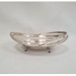 1920s silver oval cake basket, pierced decoration on splayed feet, swing handle, Birmingham 1922,