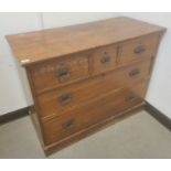 20th century oak chest, three short over two long drawers, plinth base, 105cm x 82cm