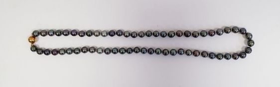 Black cultured pearl necklace with 15ct gold ball clasp