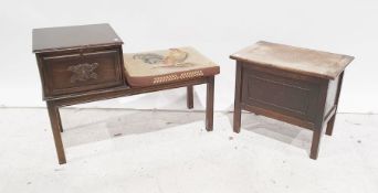 Oak lift top stool and a telephone table (2)