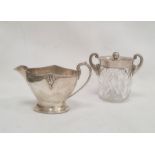 Early 20th century silver milk jug, Birmingham, date marks worn (dented), 4ozt approx. and a late