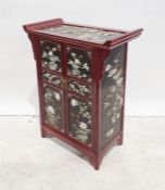 Lacquer decorated 20th century Chinese style cupboard, two doors enclosing shelves and drawers, 78cm