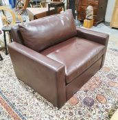 Modern brown leather wide chair bed