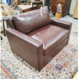 Modern brown leather wide chair bed