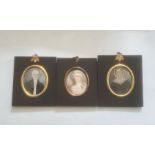 Pair of portrait miniatures on ivory, oval, head and shoulders portraits of a lady and gentleman,