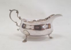 George II silver sauceboat, scalloped edge on splayed feet, Newcastle 1759, maker John Langlands