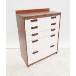 Mid-century modern chest of five long drawers, 87cm x 111.5cm