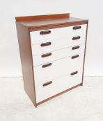 Mid-century modern chest of five long drawers, 87cm x 111.5cm