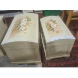 Two cream and foliate spray decorated trunks (2)