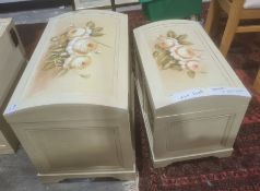 Two cream and foliate spray decorated trunks (2)