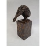 After Milo, bronze figure of a diver, marked to base, on rectangular plinth base, 23cm high