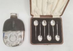 Set of six 1920's silver coffee spoons with ebony coffee bean finials, Birmingham 1929, maker