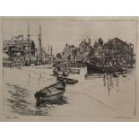Lionel Barrymore (1878-1954)  Etching  "San Pedro", signed to the margin, 21cm x 29cm