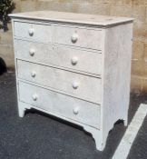 White painted chest of two short over three long drawers, on bracket feet, 108cm x 108cm
