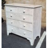 White painted chest of two short over three long drawers, on bracket feet, 108cm x 108cm