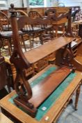 Late 19th century mahogany two tier bookcase on carved end supports, 90cm wide x 86cm tall