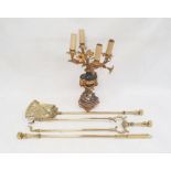 Ormolu four-branch table lamp with floral branches above a central urn with applied ormolu garlands,