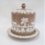 Substantial Victorian stoneware cheese dome, the dome of circular form decorated with a continuous