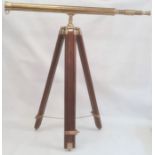 20th century brass telescope on wooden tripod stand, 100cm wide approx. Condition Report Is a